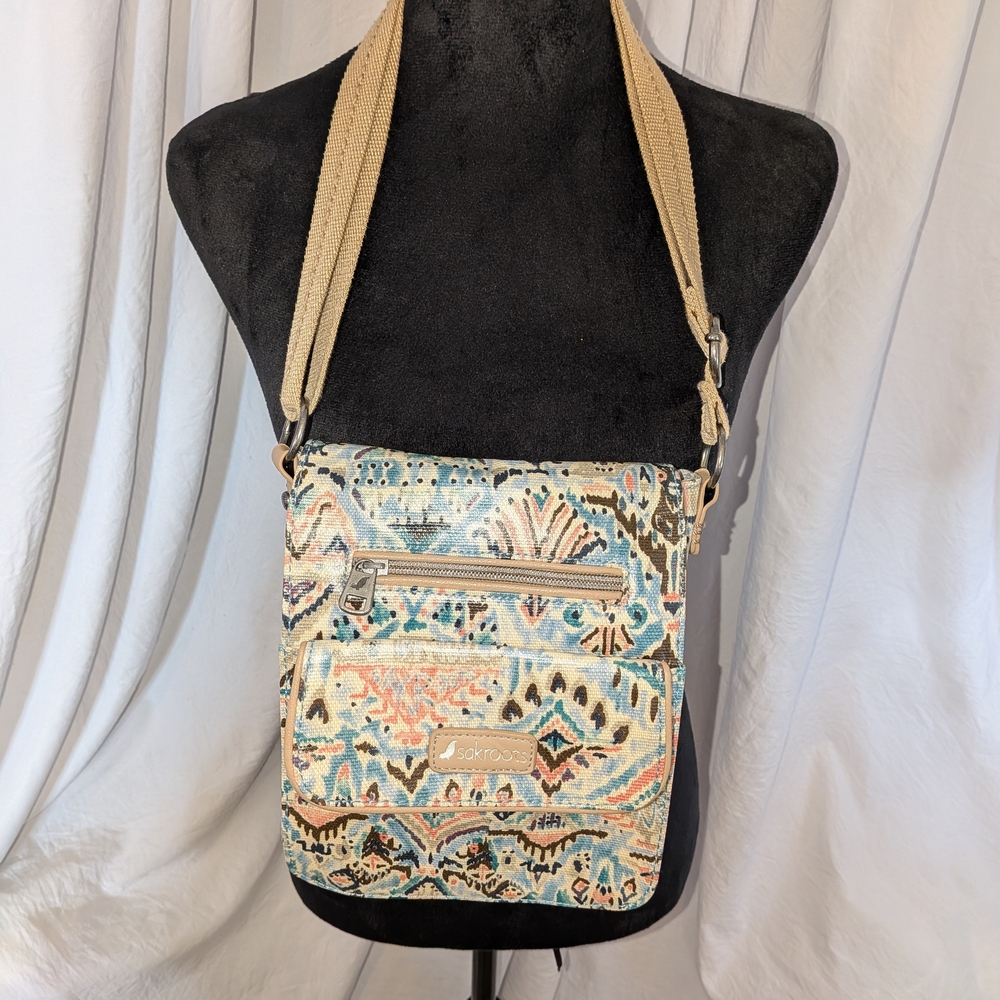 Sakroots Artist Circle Coated Canvas Basic Crossbody Bag Southwest/Aztec Pattern